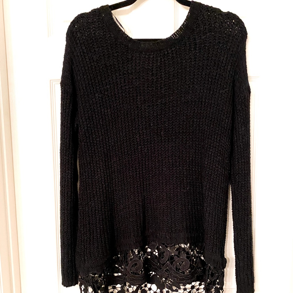 Black Sweater Lace Trim